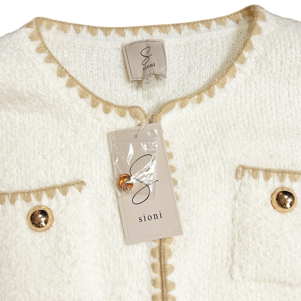 Sioni Lady Cardigan Ivory Size Large NWT - Picture 6 of 10